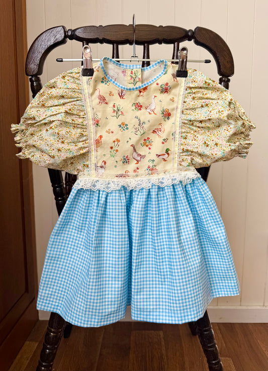 Baby Feathers Dress - blue/yellow