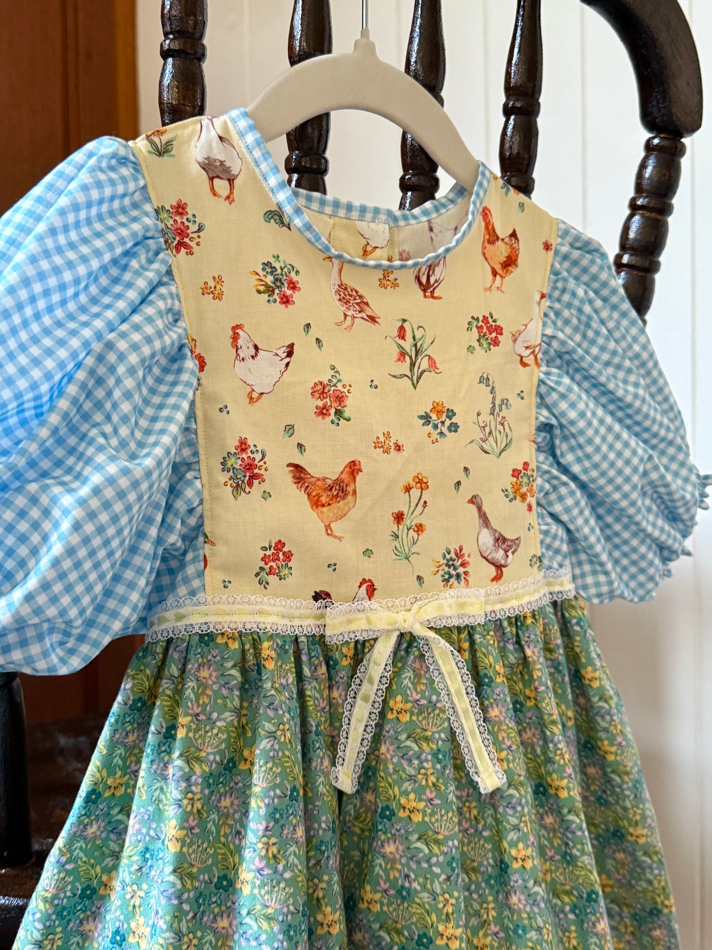 Baby Feathers Dress - Yellow/blue