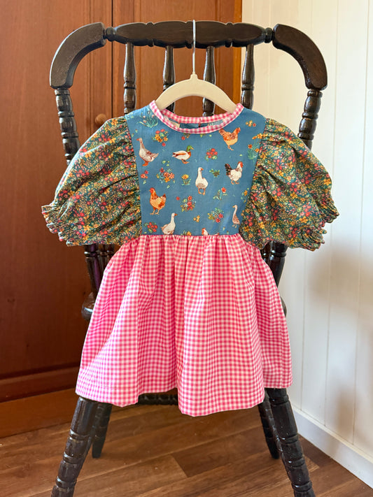 Baby Feathers Dress - Pink/blue
