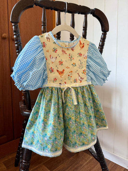 Baby Feathers Dress - Yellow/blue