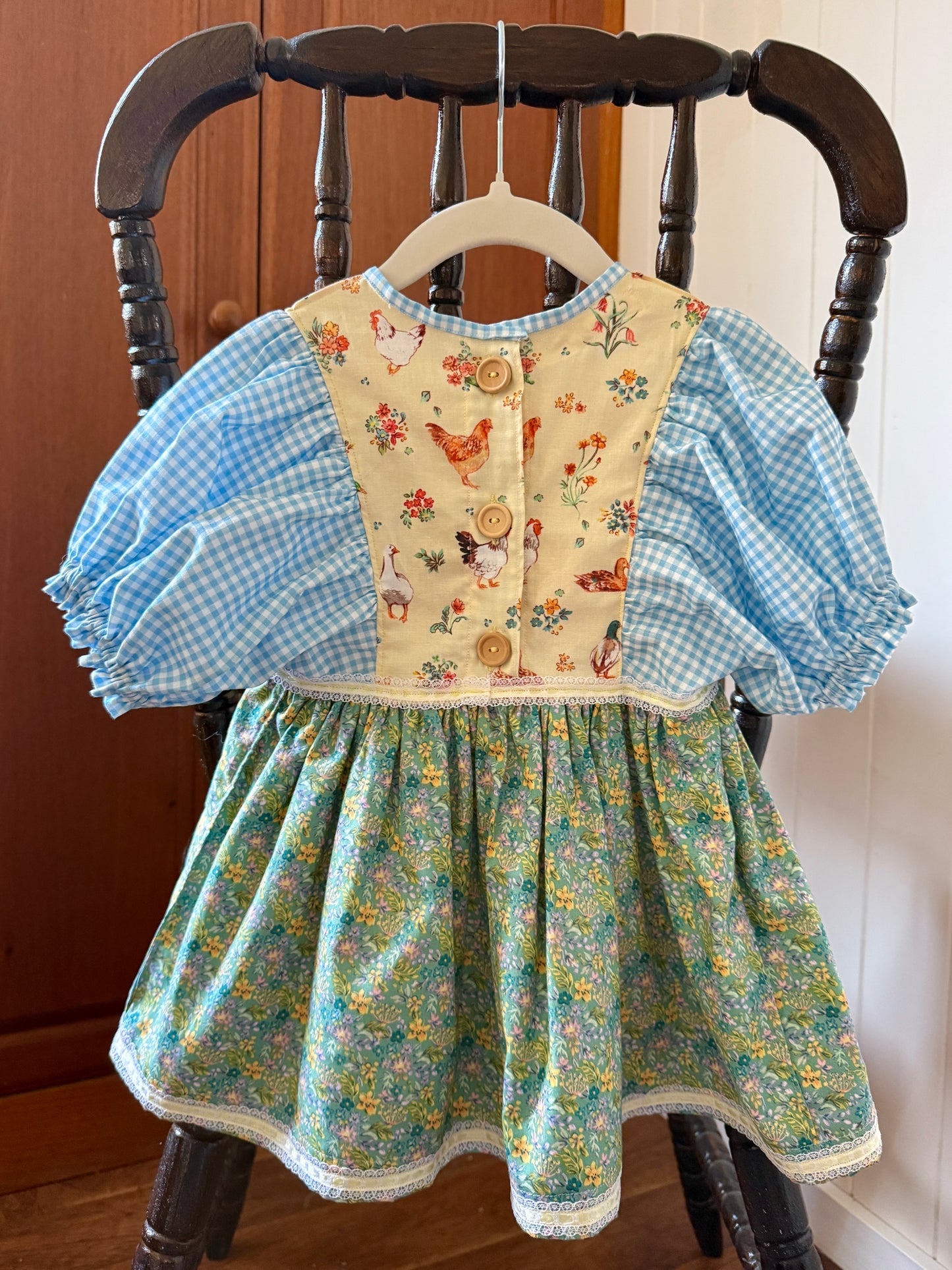 Baby Feathers Dress - Yellow/blue